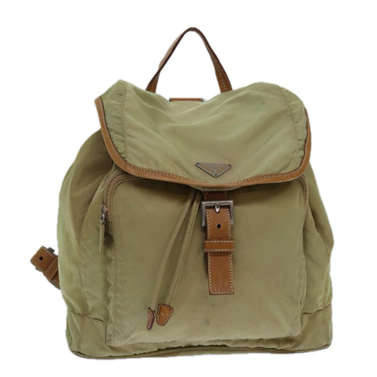 PRADA Backpack Nylon Cream Silver Auth