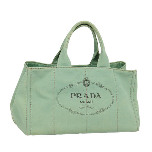 PRADA Canapa GM Hand Bag Canvas Gold Green Auth