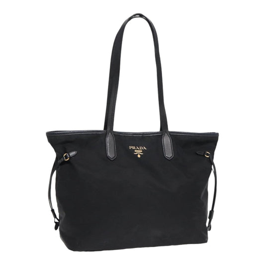 PRADA Tote Bag Nylon Black Gold Auth
