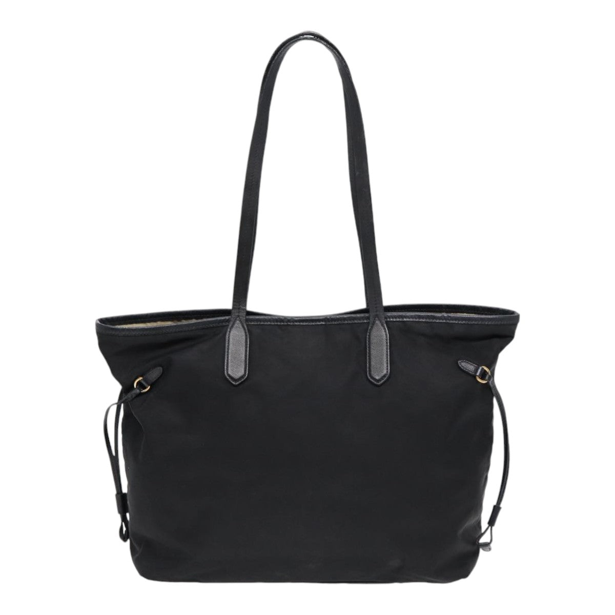 PRADA Tote Bag Nylon Black Gold Auth