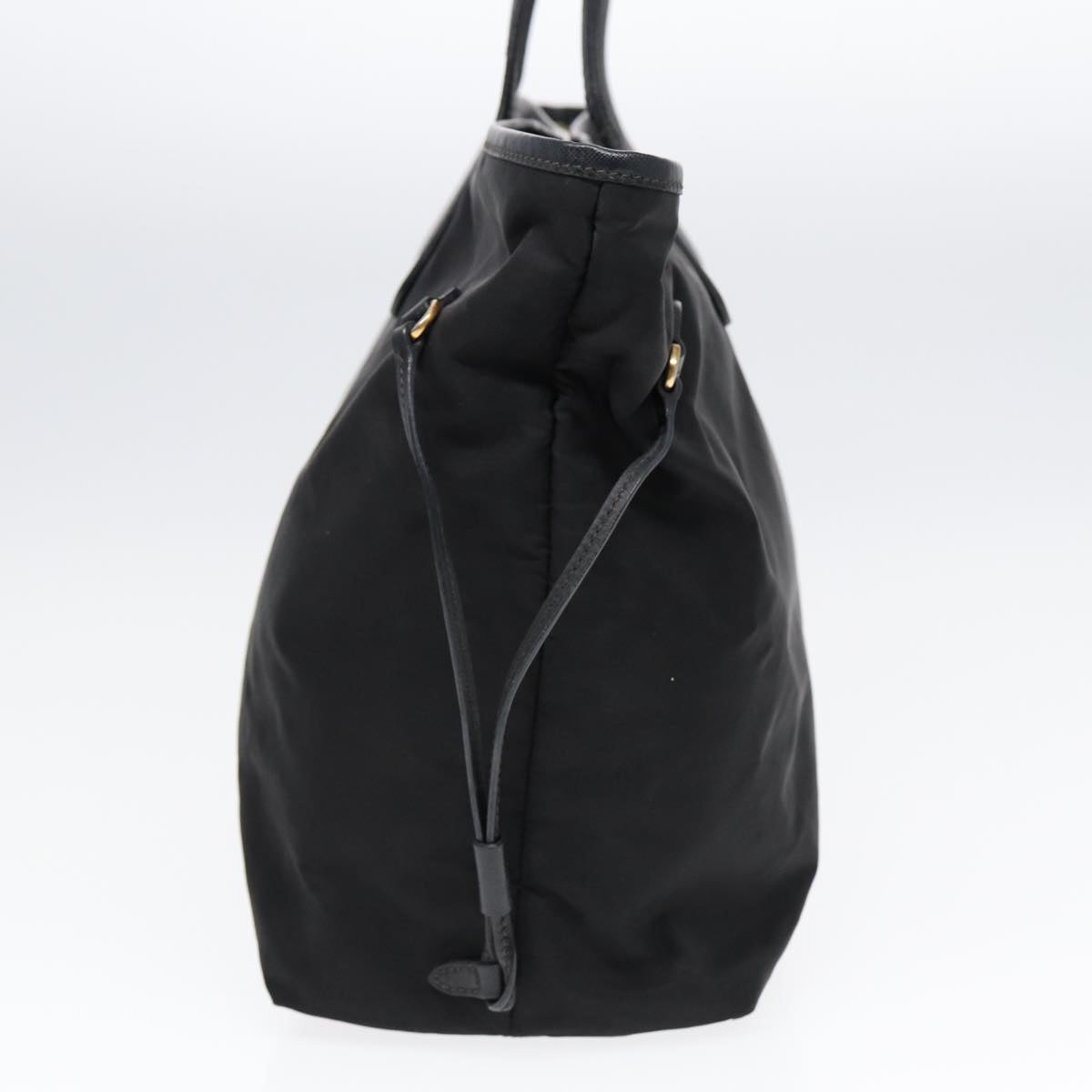 PRADA Tote Bag Nylon Black Gold Auth