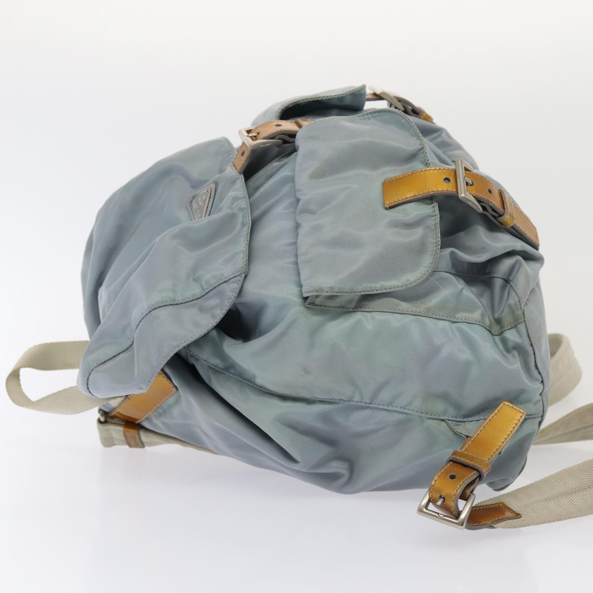 PRADA Backpack Nylon Light Blue Silver Auth