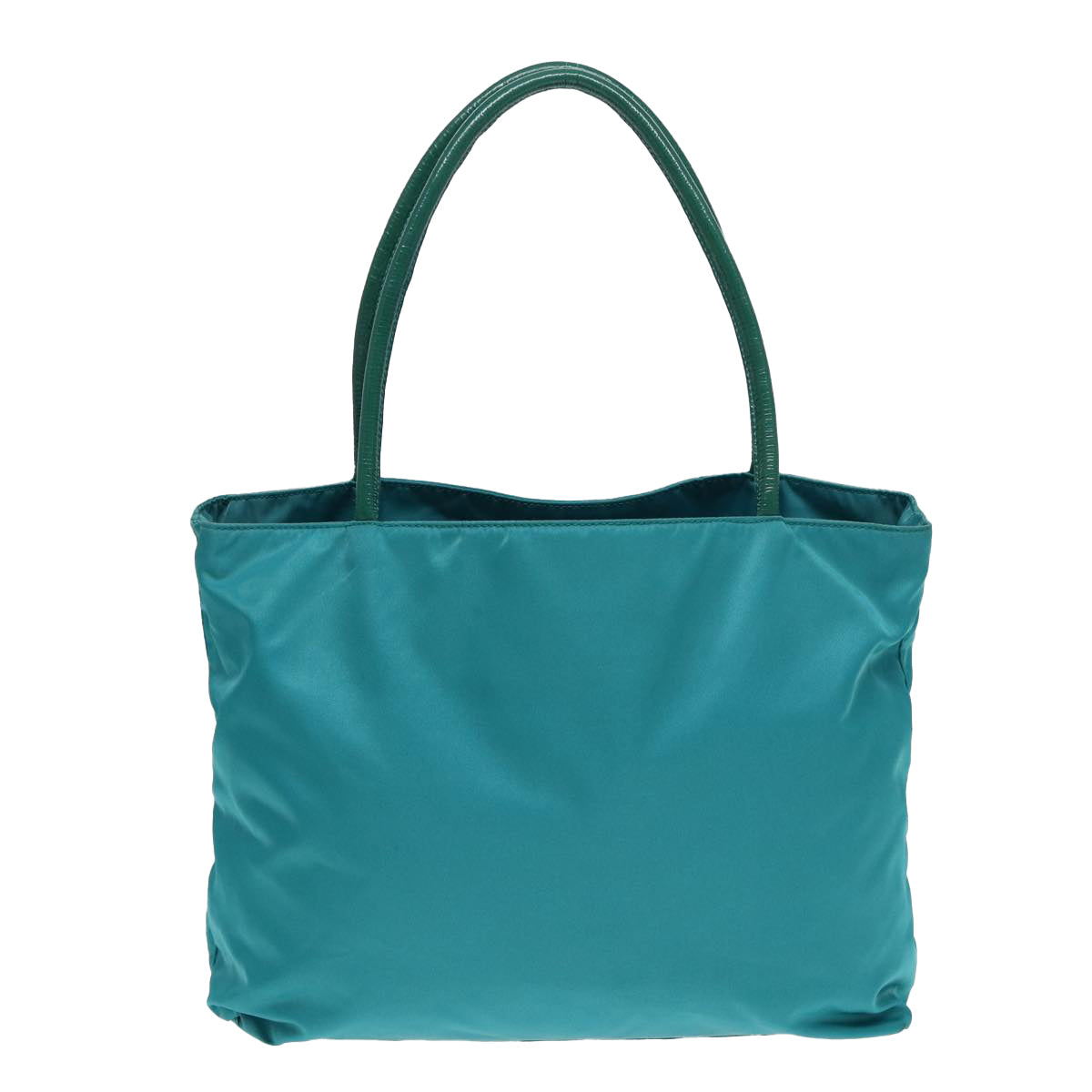 PRADA Tote Bag Nylon Turquoise Blue Gold Auth