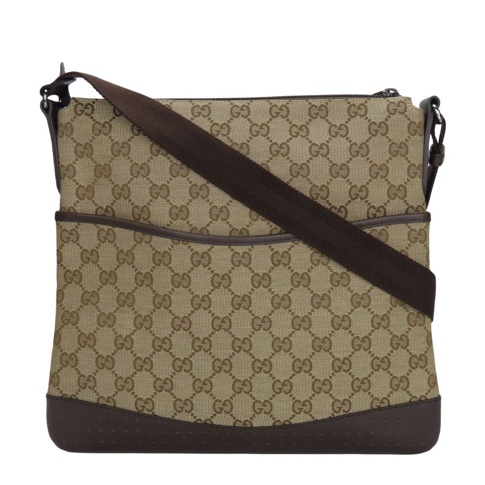 GUCCI Shoulder Bag 145857 GG canvas, leather beige Women