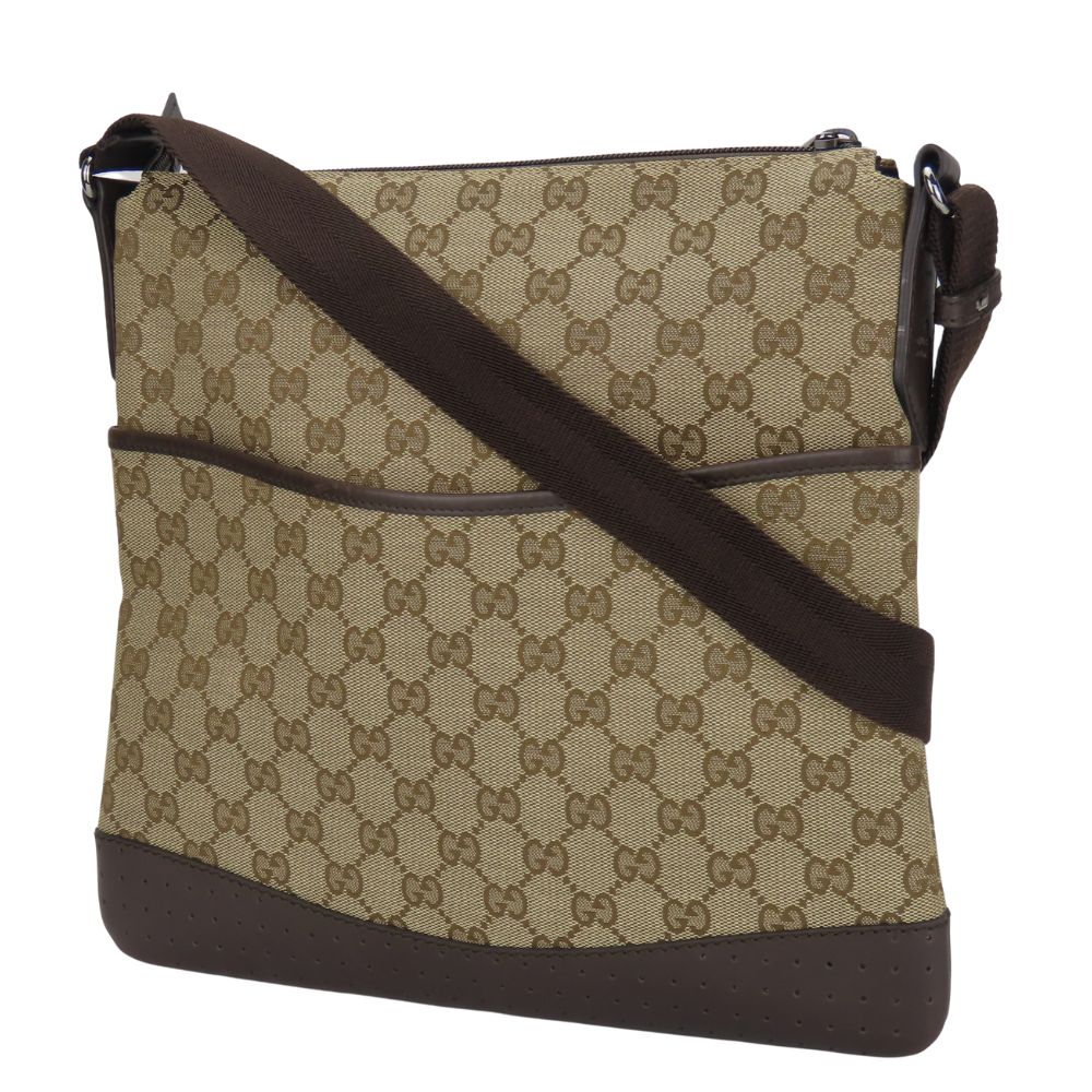 GUCCI Shoulder Bag 145857 GG canvas, leather beige Women