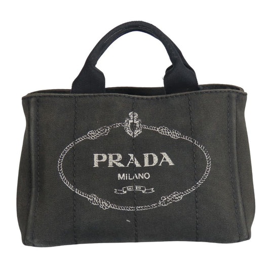 PRADA Handbag canvas black Canapa Women