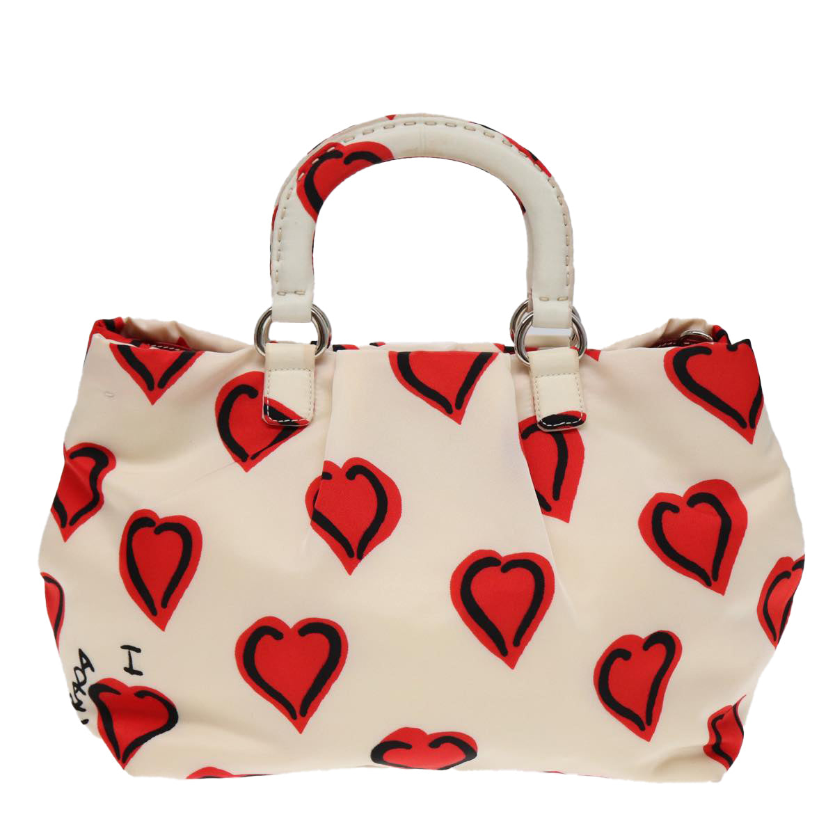 PRADA Hand Bag Nylon 2way White Red Auth