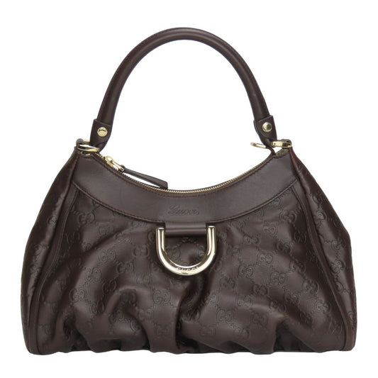 GUCCI Handbag 190525 Sima leather Dark brown Abbey Women