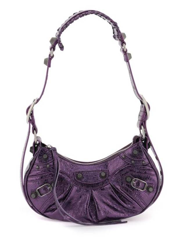 Luxury Balenciaga Trending 2026 Metallic Le Cagol XS Lambskin Shoulder Bag Purple