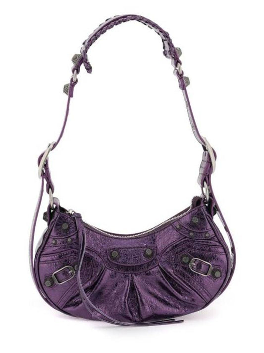 Luxury Balenciaga Trending 2026 Metallic Le Cagol XS Lambskin Shoulder Bag Purple