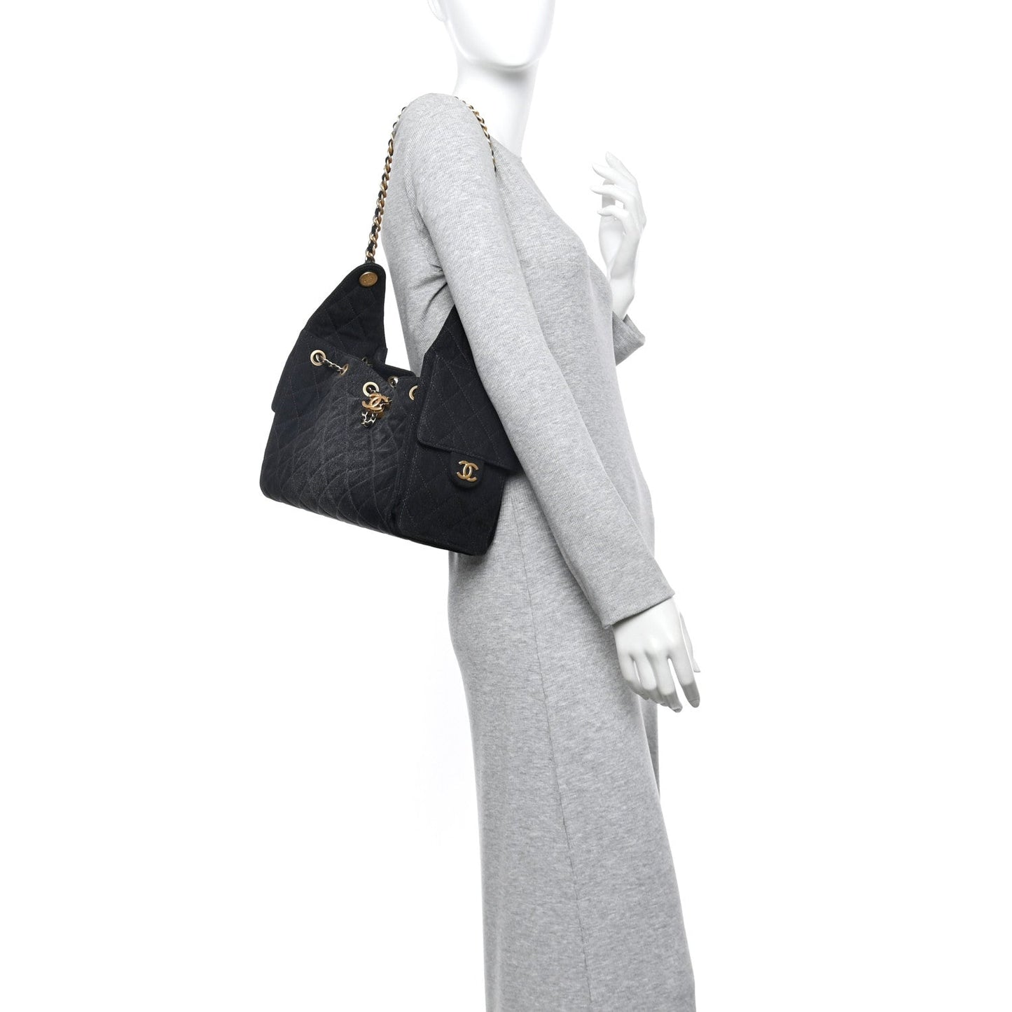 Washed Quilted Small Chanel 25 Handbag Black