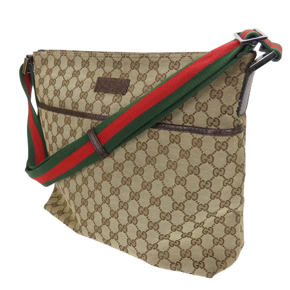 GUCCI Shoulder Bag 189751 GG canvas beige schlie line Women
