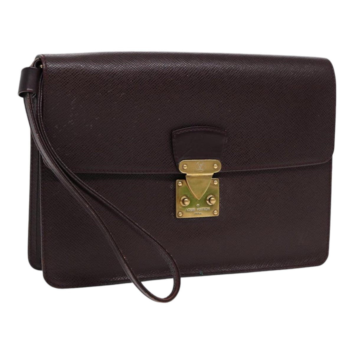 LOUIS VUITTON Taiga Pochette Kourad Clutch Bag Acajou LV Auth