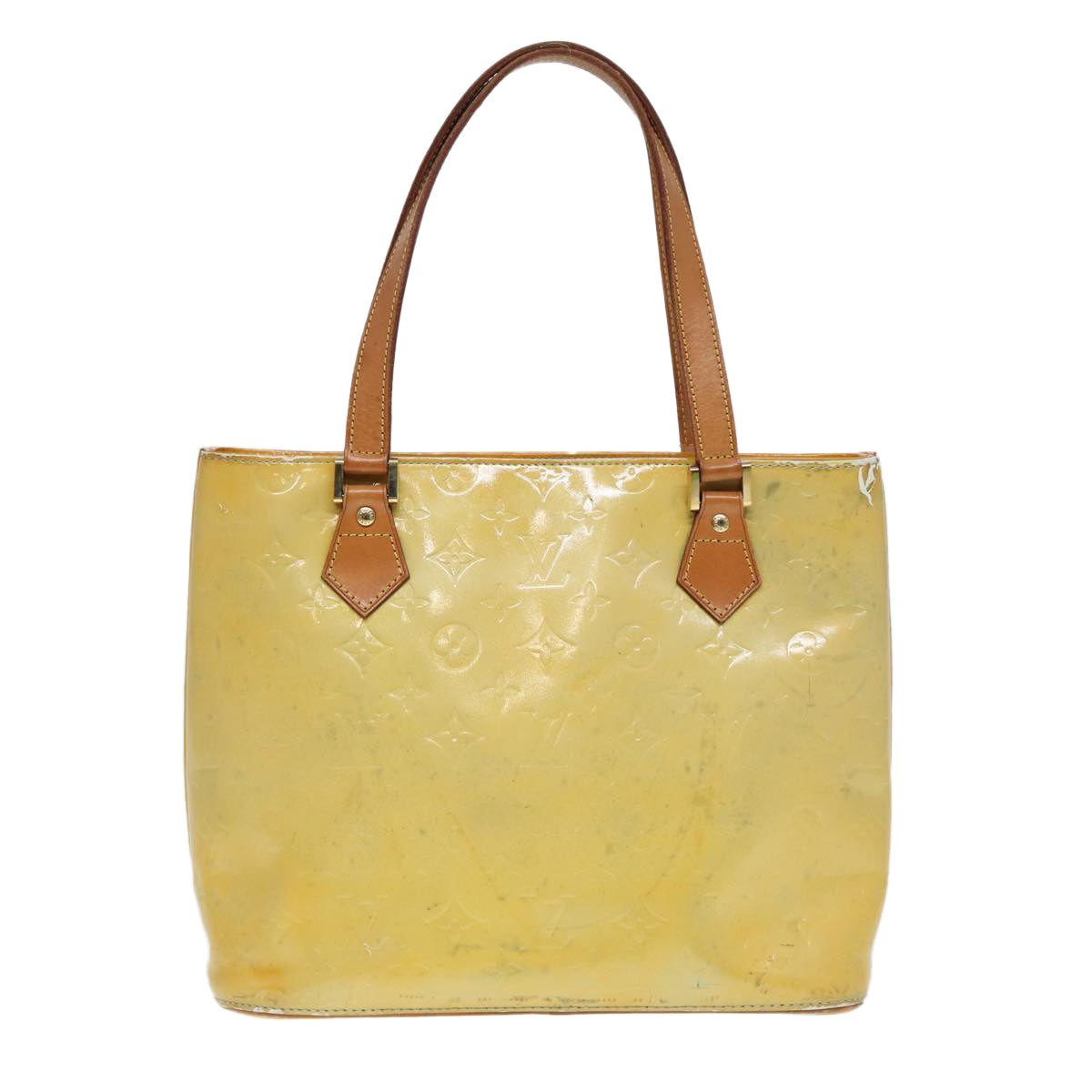 LOUIS VUITTON Monogram Vernis Houston Hand Bag Gris LV Auth