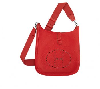 Luxury Hermes Evelyne III PM Shoulder Bag Red