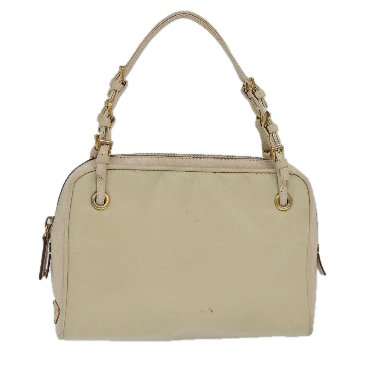 PRADA Hand Bag Nylon Gold Beige Auth