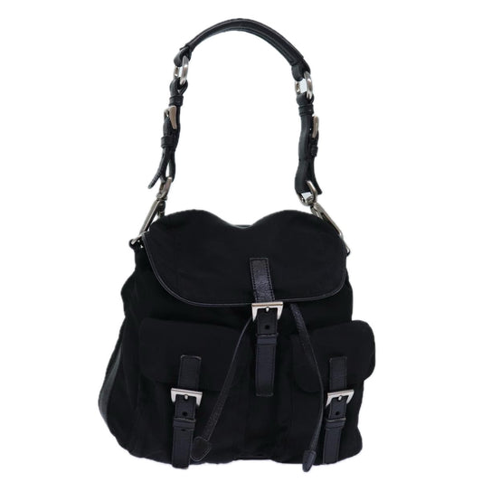 PRADA Backpack Nylon Black Silver Auth