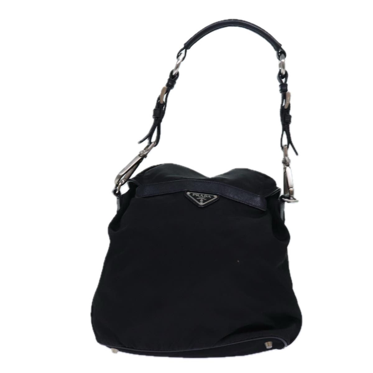 PRADA Backpack Nylon Black Silver Auth