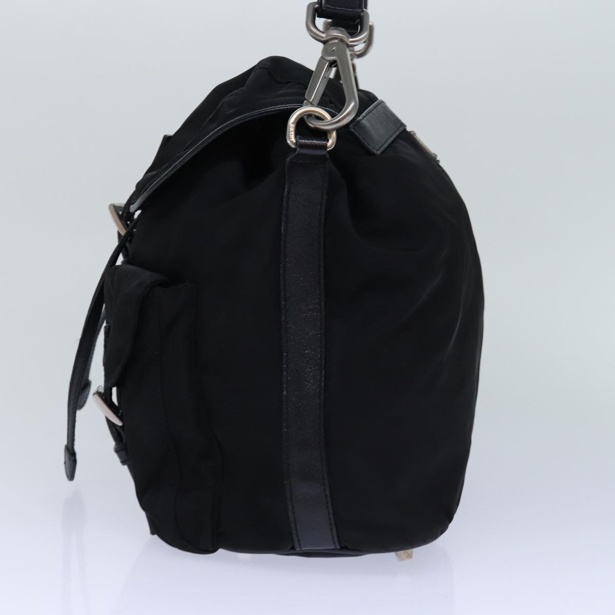 PRADA Backpack Nylon Black Silver Auth