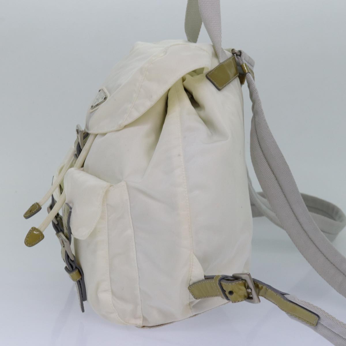 PRADA Backpack Nylon White Silver Auth