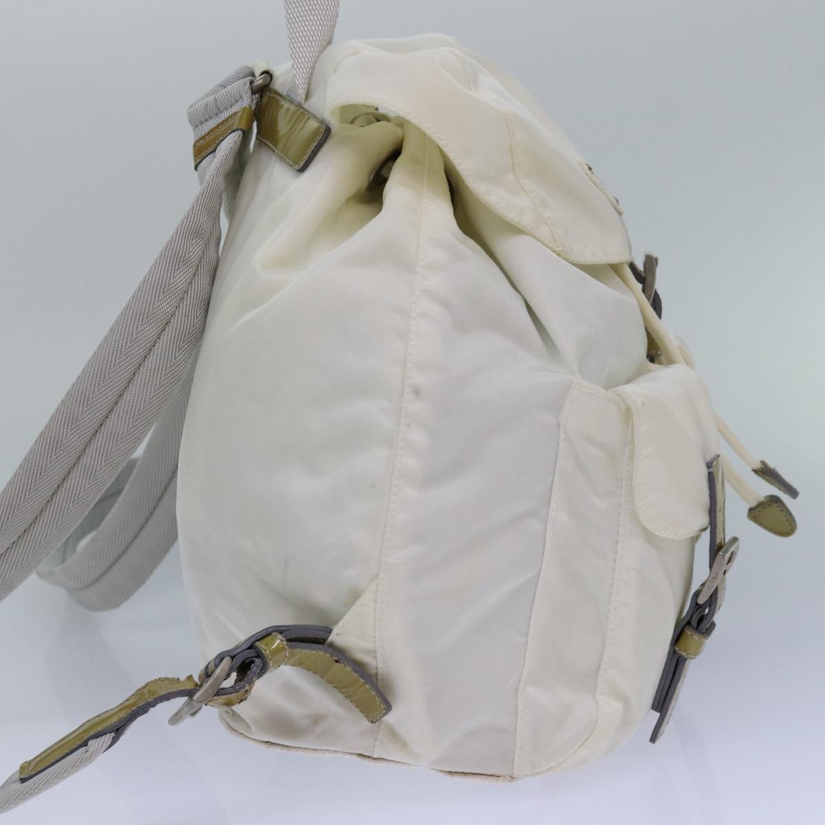 PRADA Backpack Nylon White Silver Auth