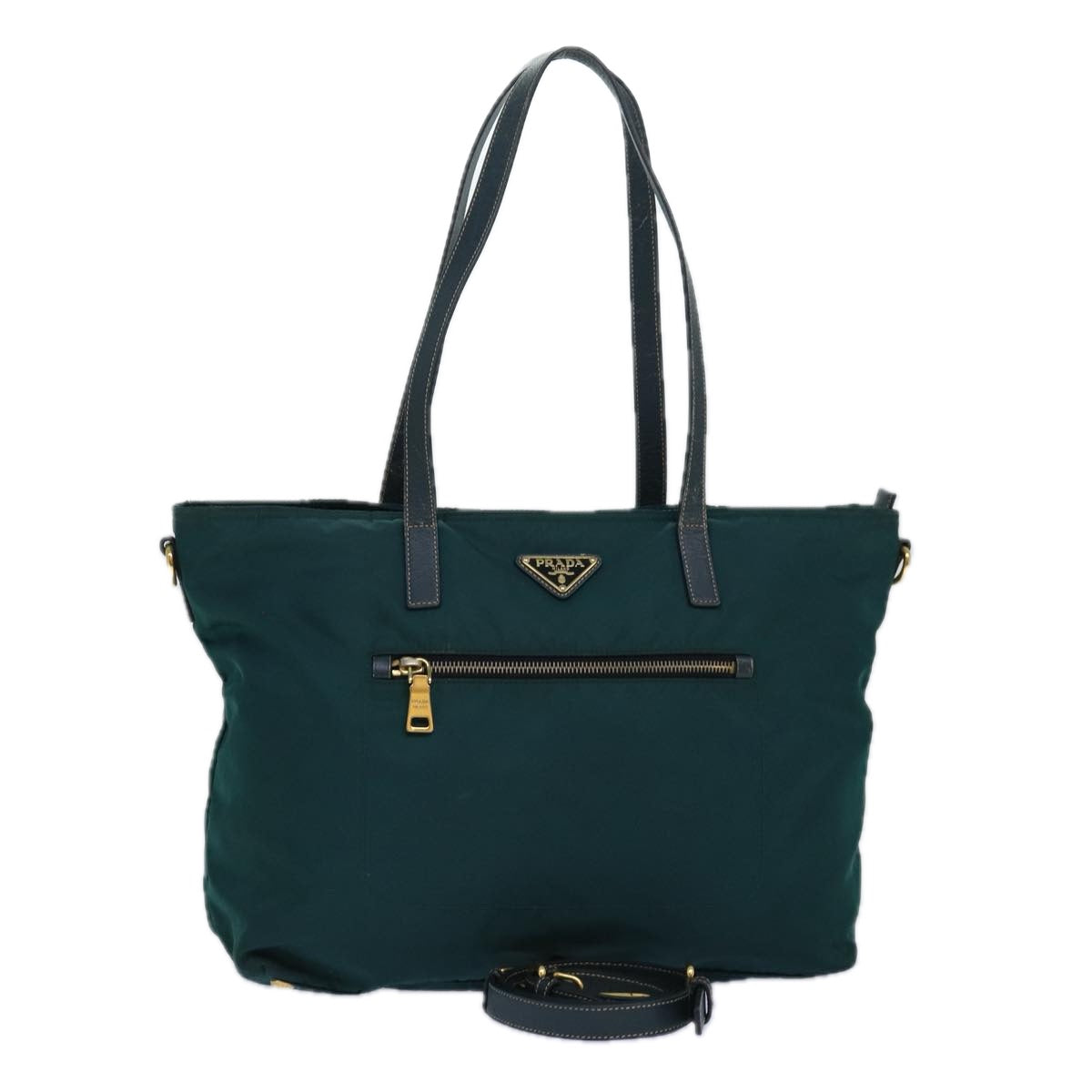 PRADA Tote Bag Nylon 2way Khaki Gold Auth