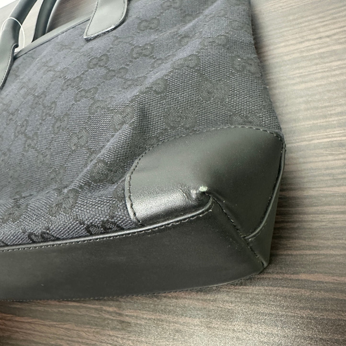 GUCCI GG Web Canvas Leather Black Shoulder Bag LB122221