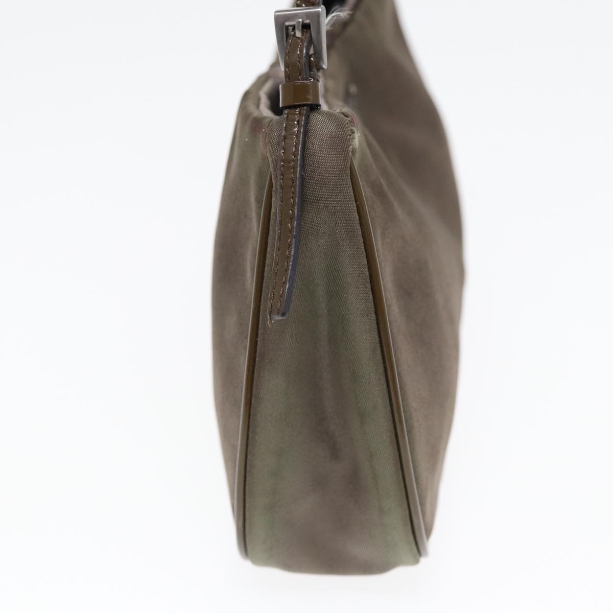 PRADA Accessory Pouch Nylon Khaki Silver Auth Luxury Handbag