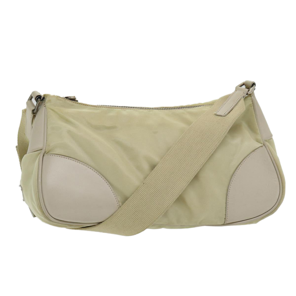 PRADA Shoulder Bag Nylon White Silver Auth