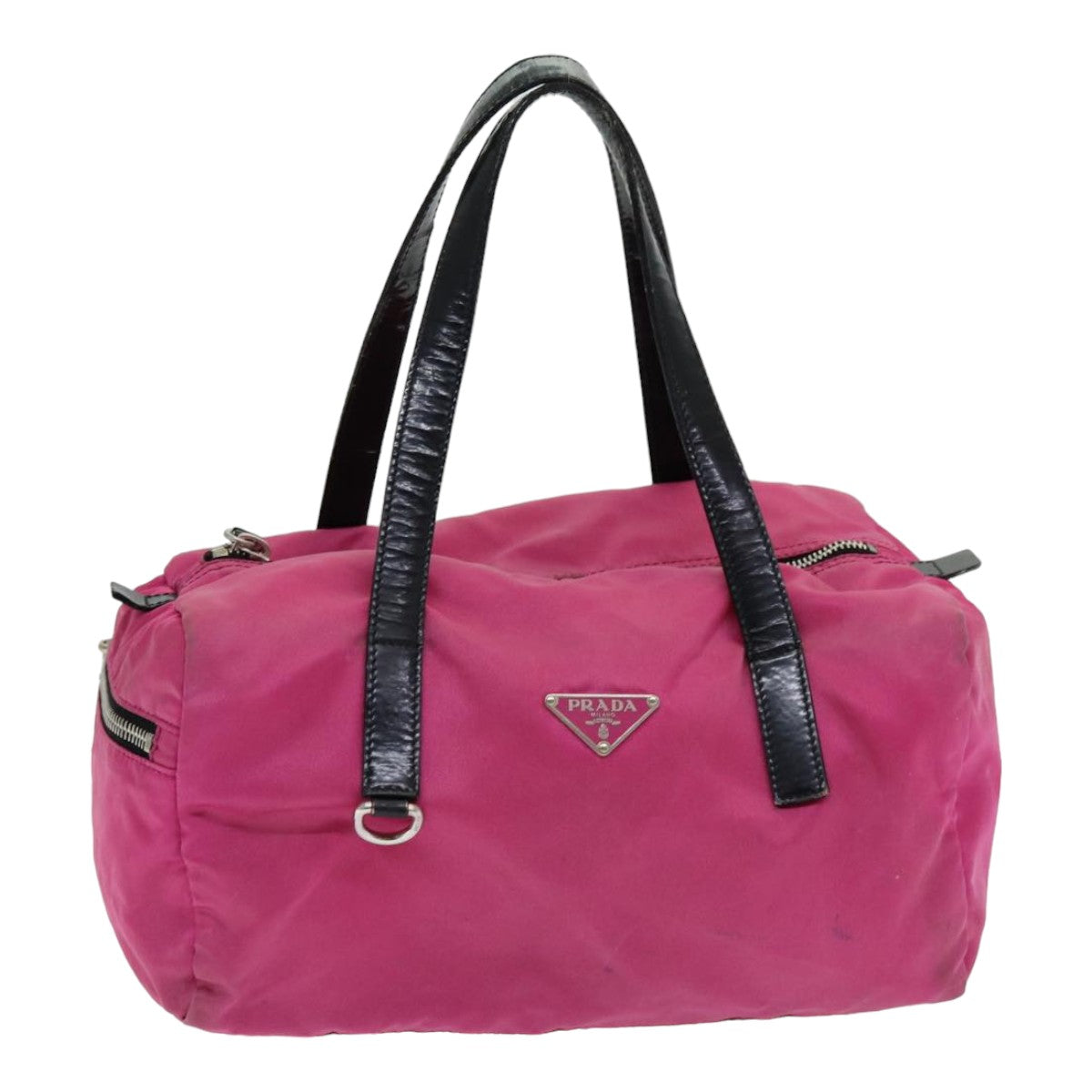 PRADA Hand Bag Nylon Pink Silver Auth