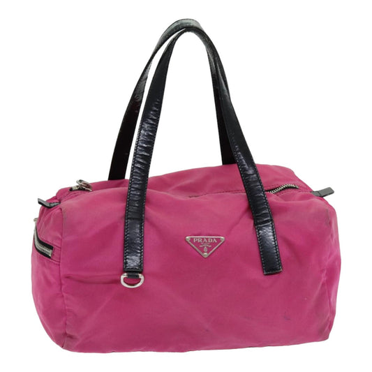 PRADA Hand Bag Nylon Pink Silver Auth