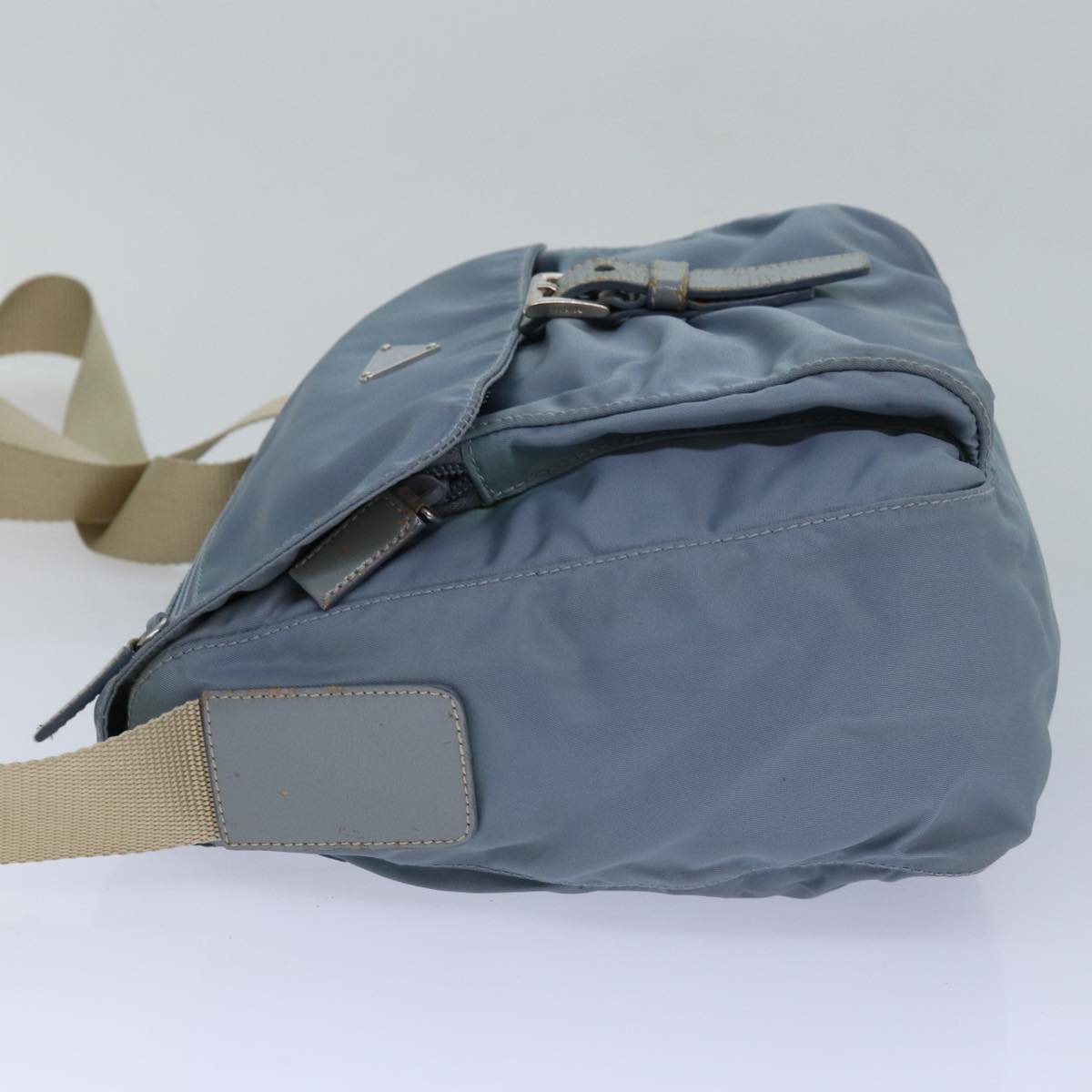 PRADA Shoulder Bag Nylon Light Blue Silver Auth