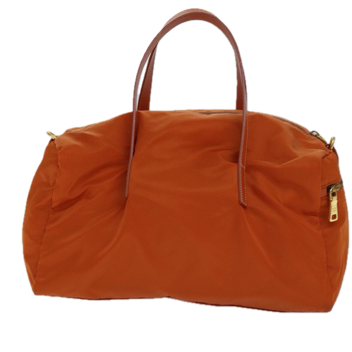 PRADA Hand Bag Nylon 2way Orange Gold Auth