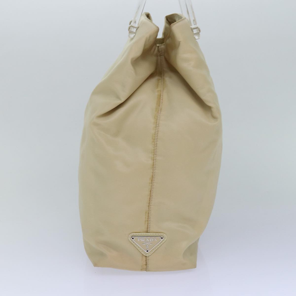 PRADA Hand Bag Nylon Silver Cream Auth