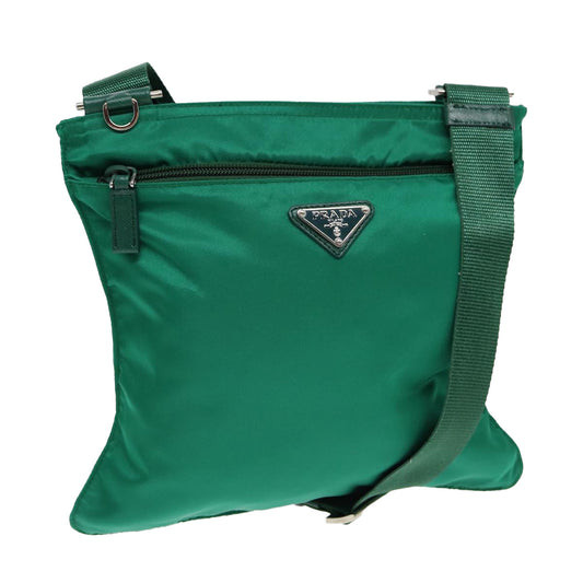 PRADA Shoulder Bag Nylon Green Silver Auth