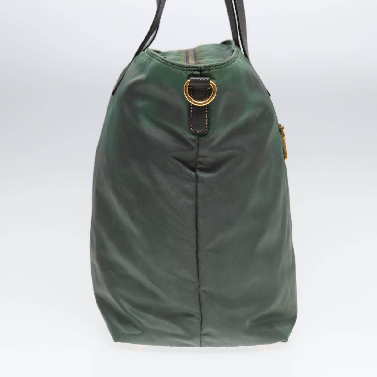 PRADA Tote Bag Nylon Khaki Gold Auth