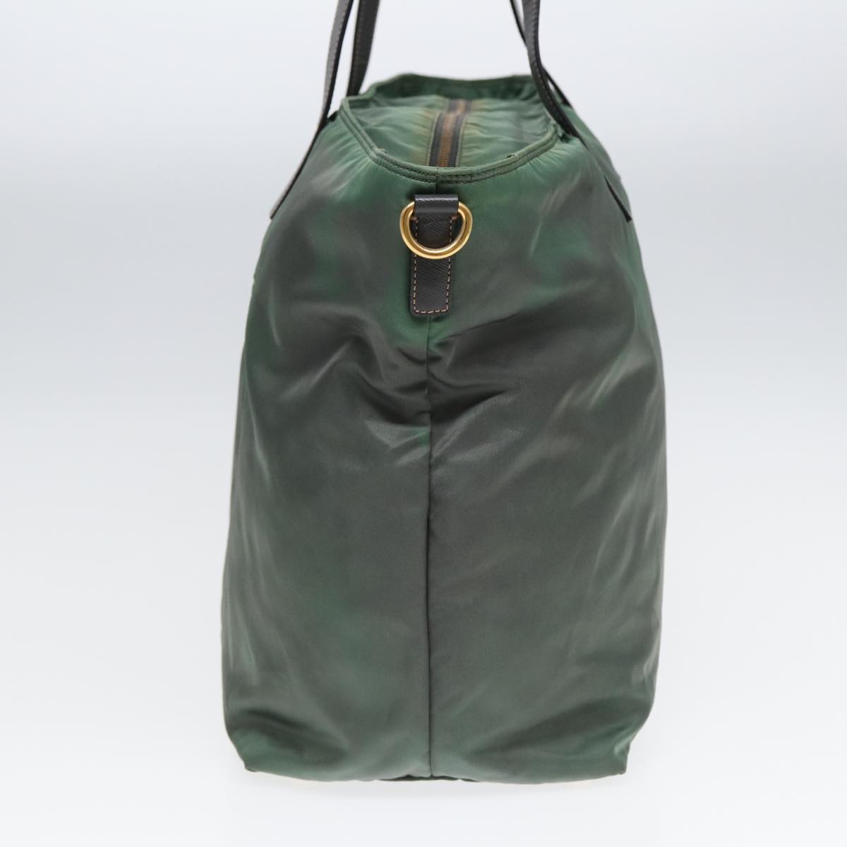 PRADA Tote Bag Nylon Khaki Gold Auth