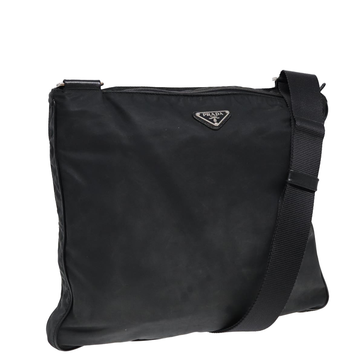 PRADA Shoulder Bag Nylon Black Silver Auth