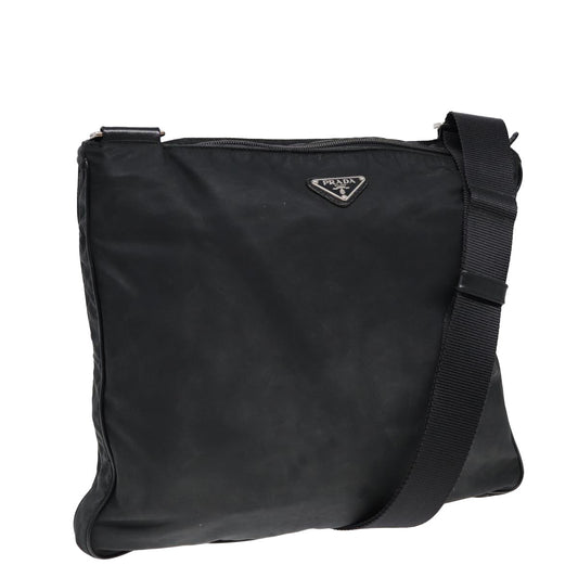 PRADA Shoulder Bag Nylon Black Silver Auth