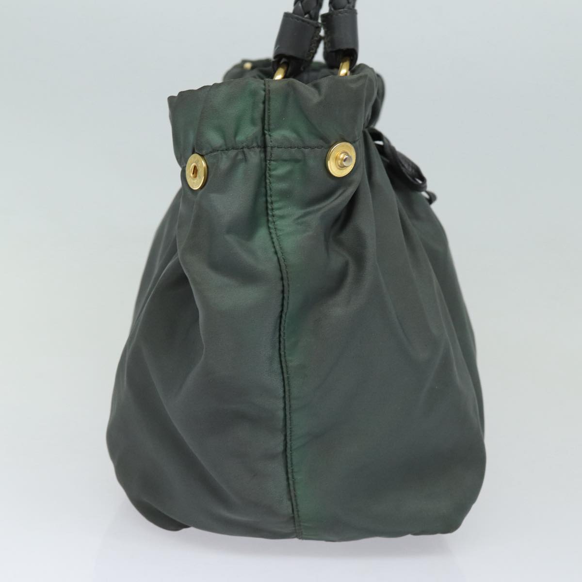 PRADA Hand Bag Nylon 2way Khaki Gold Auth