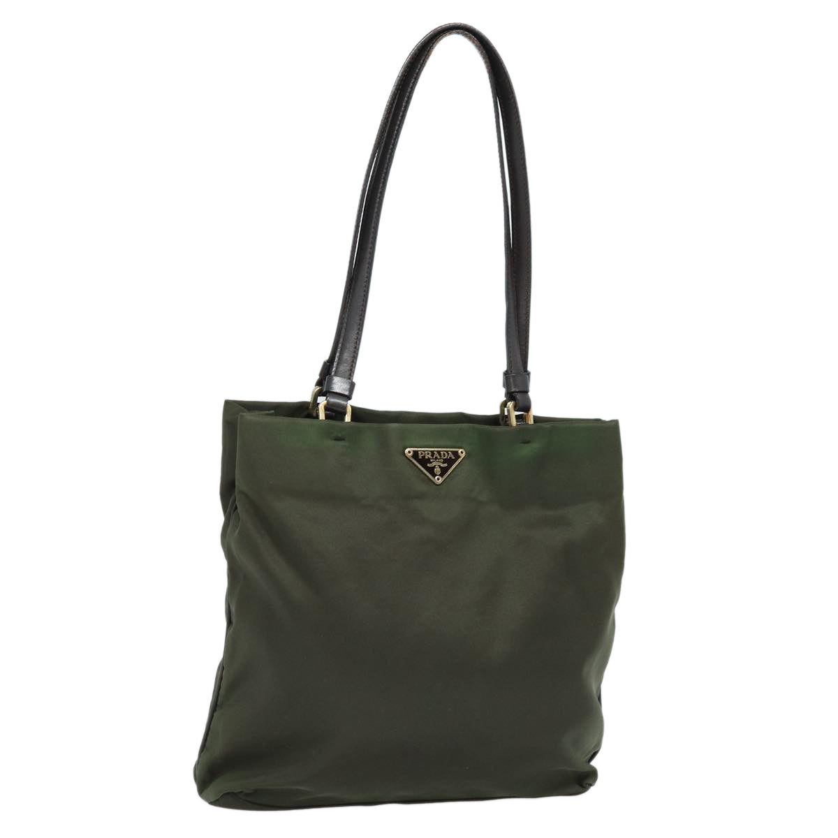 PRADA Shoulder Bag Nylon Khaki Gold Auth
