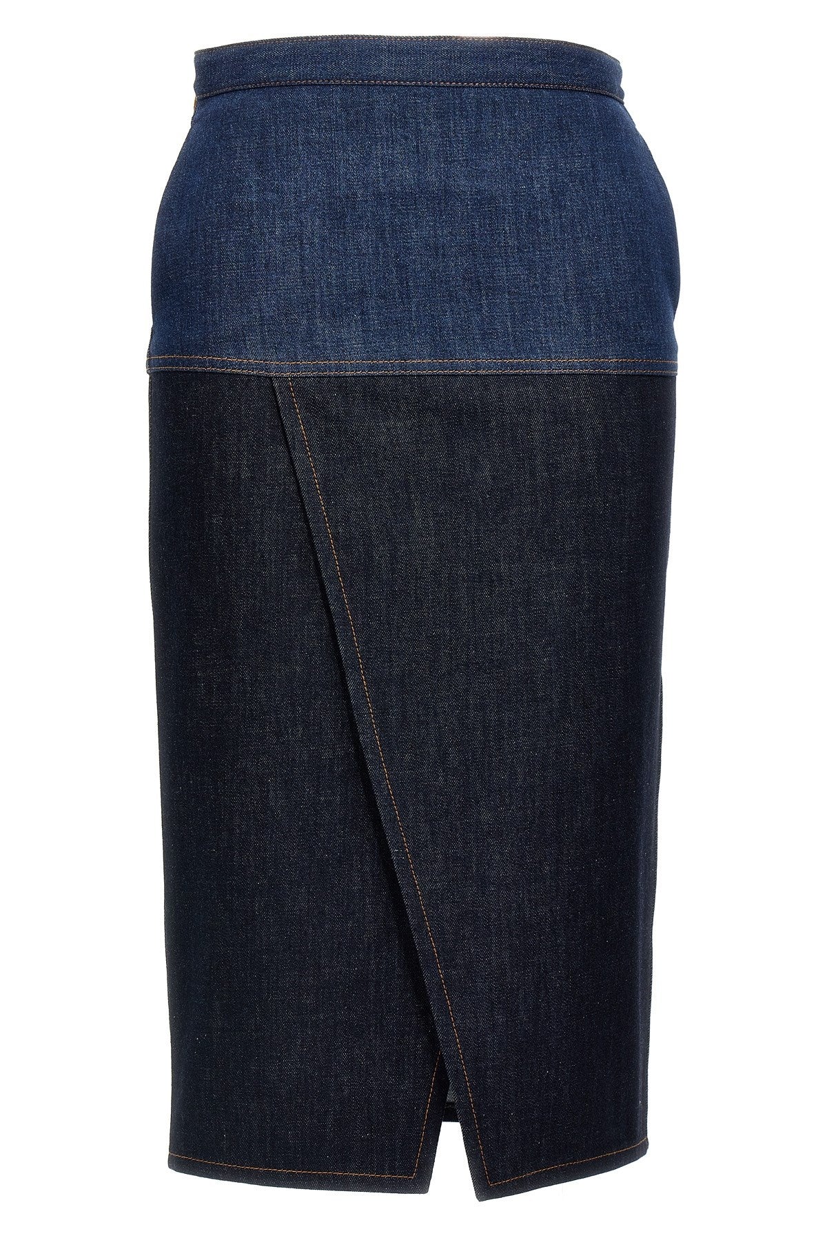 Fendi Women Bicolor Denim Skirt