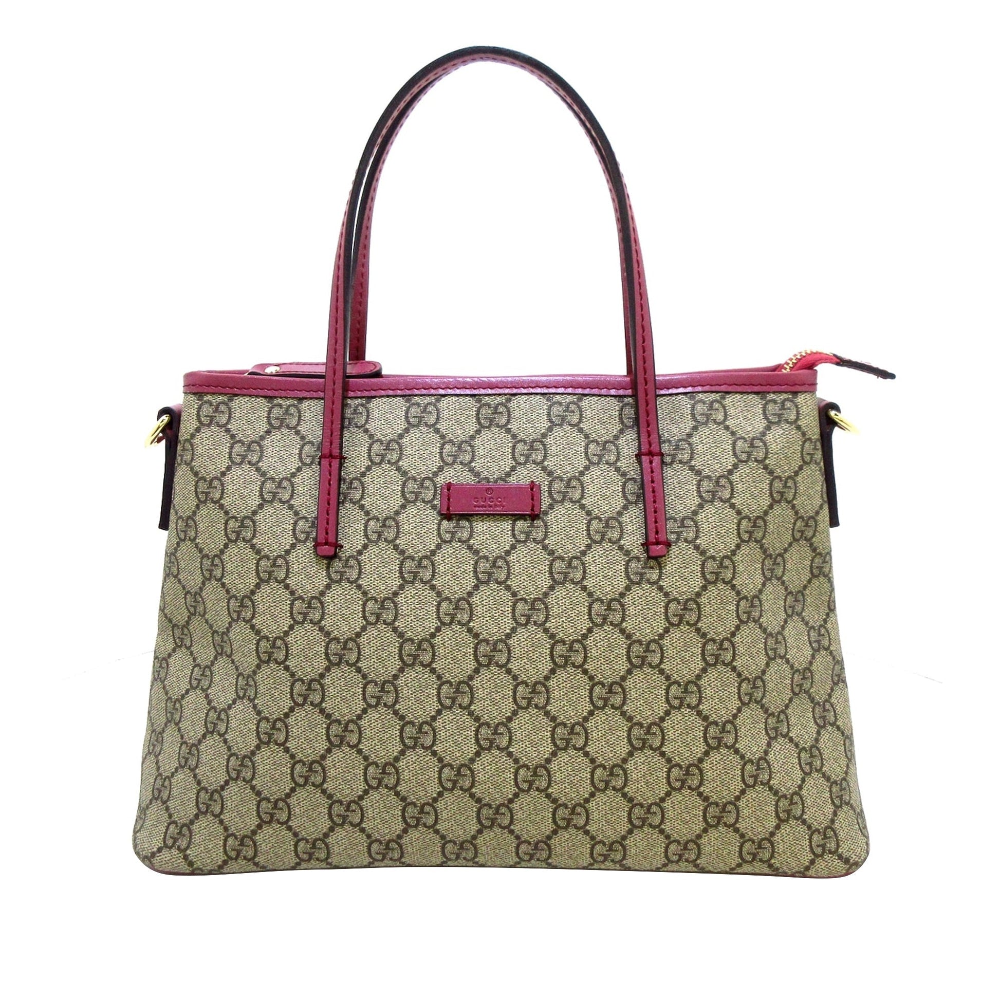Gucci GG Supreme Brown Leather Canvas Tote Style 4