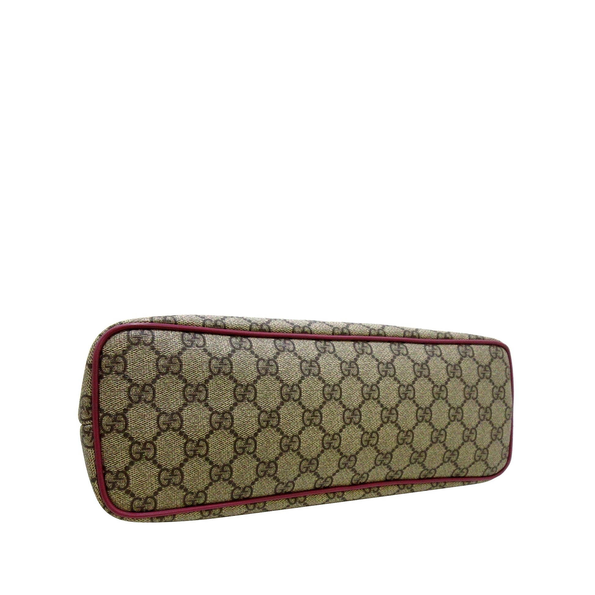 Gucci GG Supreme Brown Leather Canvas Tote Style 4