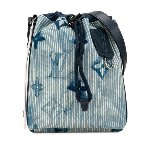 Louis Vuitton Monogram Water Sac Maran Messenger Bag Shoulder Bag M57830 Blue Navy Cotton Linen LOUIS VUITTON