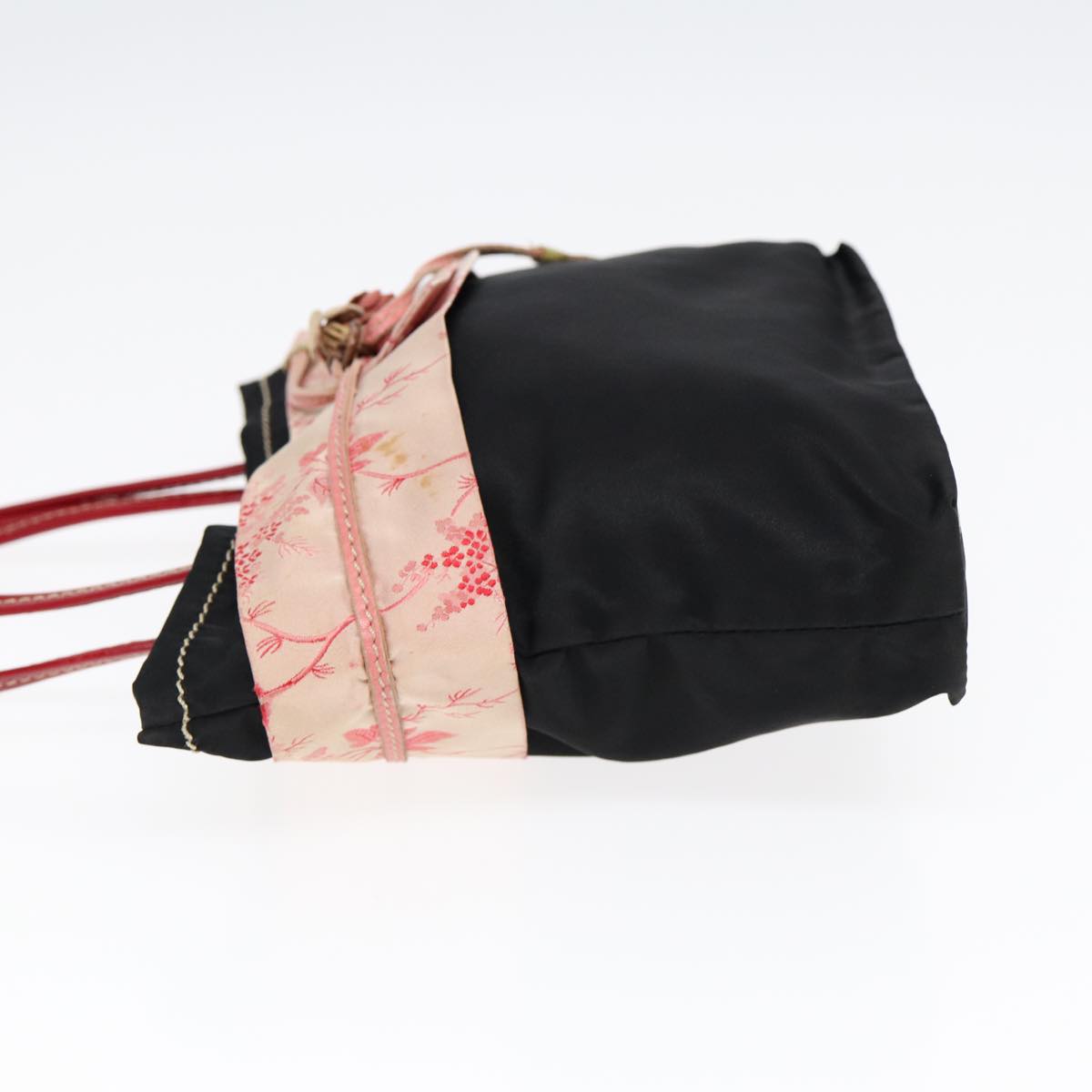 PRADA Japanese Hand Bag Nylon Black Silver Auth