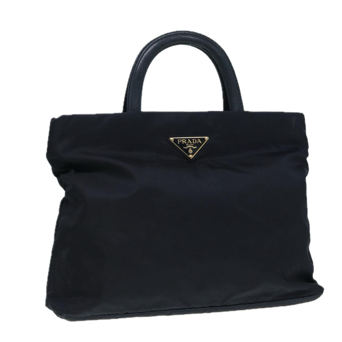 PRADA Hand Bag Nylon Navy Silver Auth