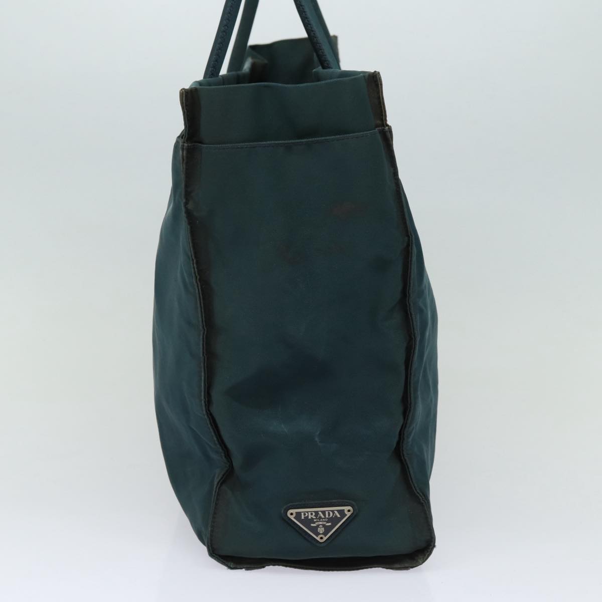 PRADA Tote Bag Nylon Green Silver Auth