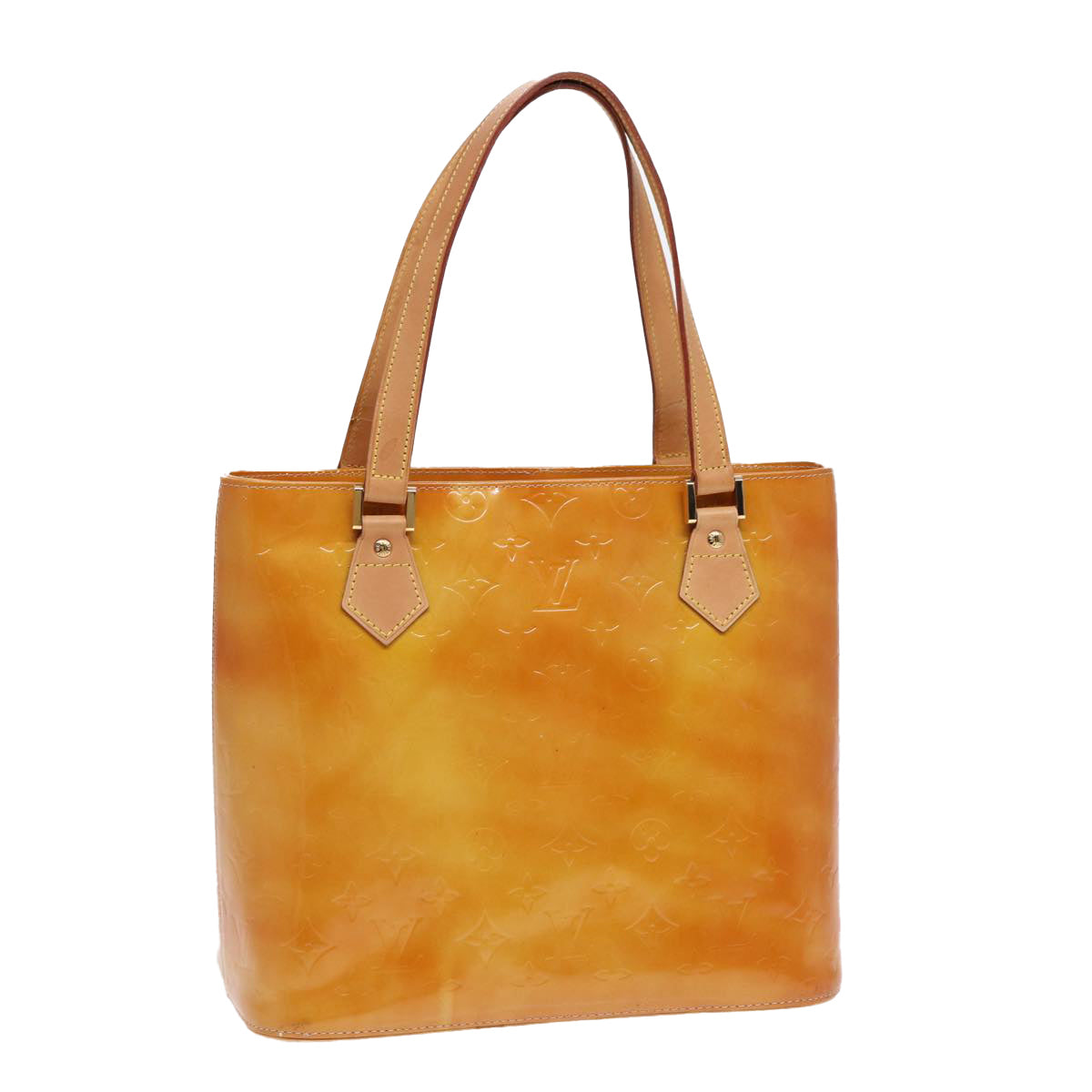 LOUIS VUITTON Monogram Vernis Houston Hand Bag Beige LV Auth