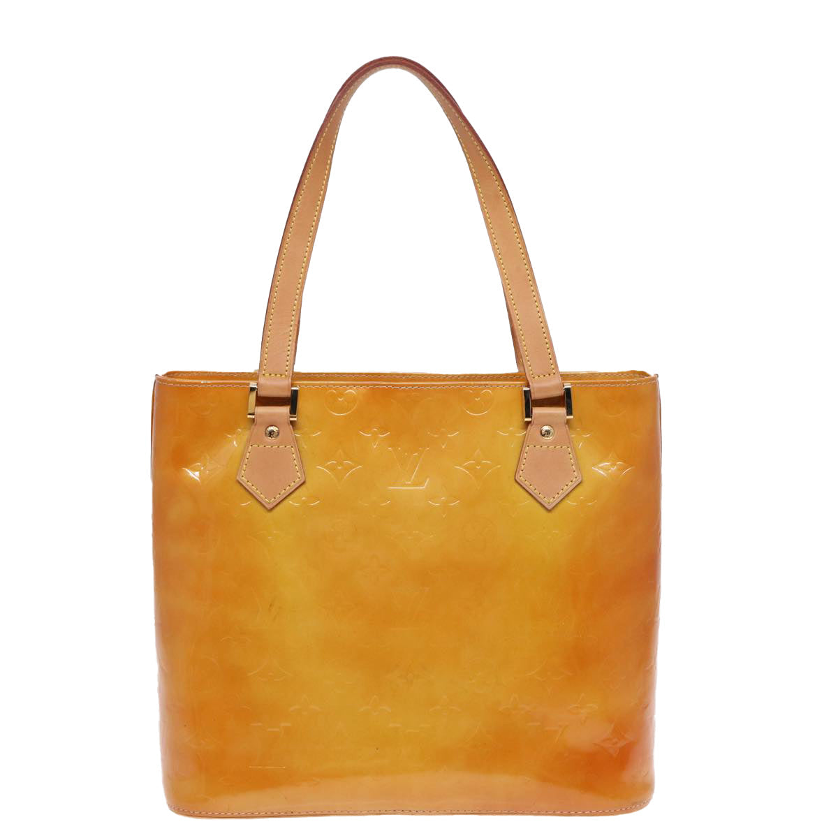 LOUIS VUITTON Monogram Vernis Houston Hand Bag Beige LV Auth
